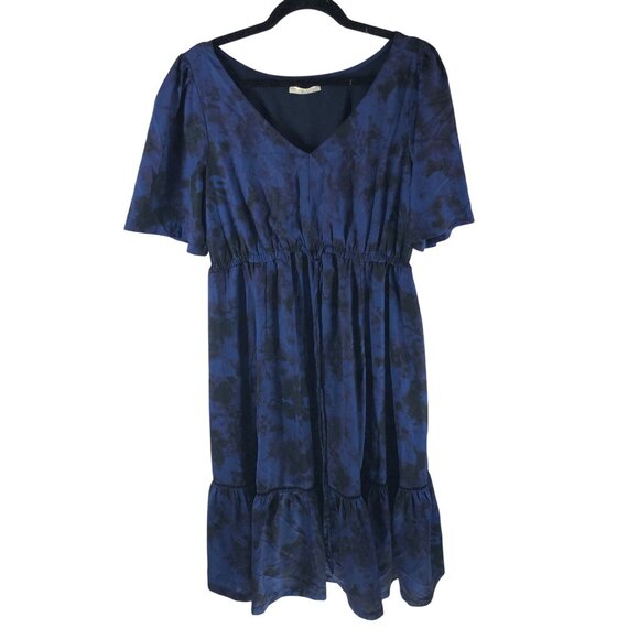 eshakti Dresses & Skirts - Wayward Fancies eShakti Dress A Line Tiered Pockets Tie Dye Blue Black XL-16